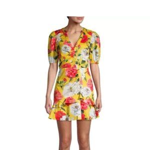 Parker Minna Dress Lemon Wildflower Mini Ruffle Yellow Floral